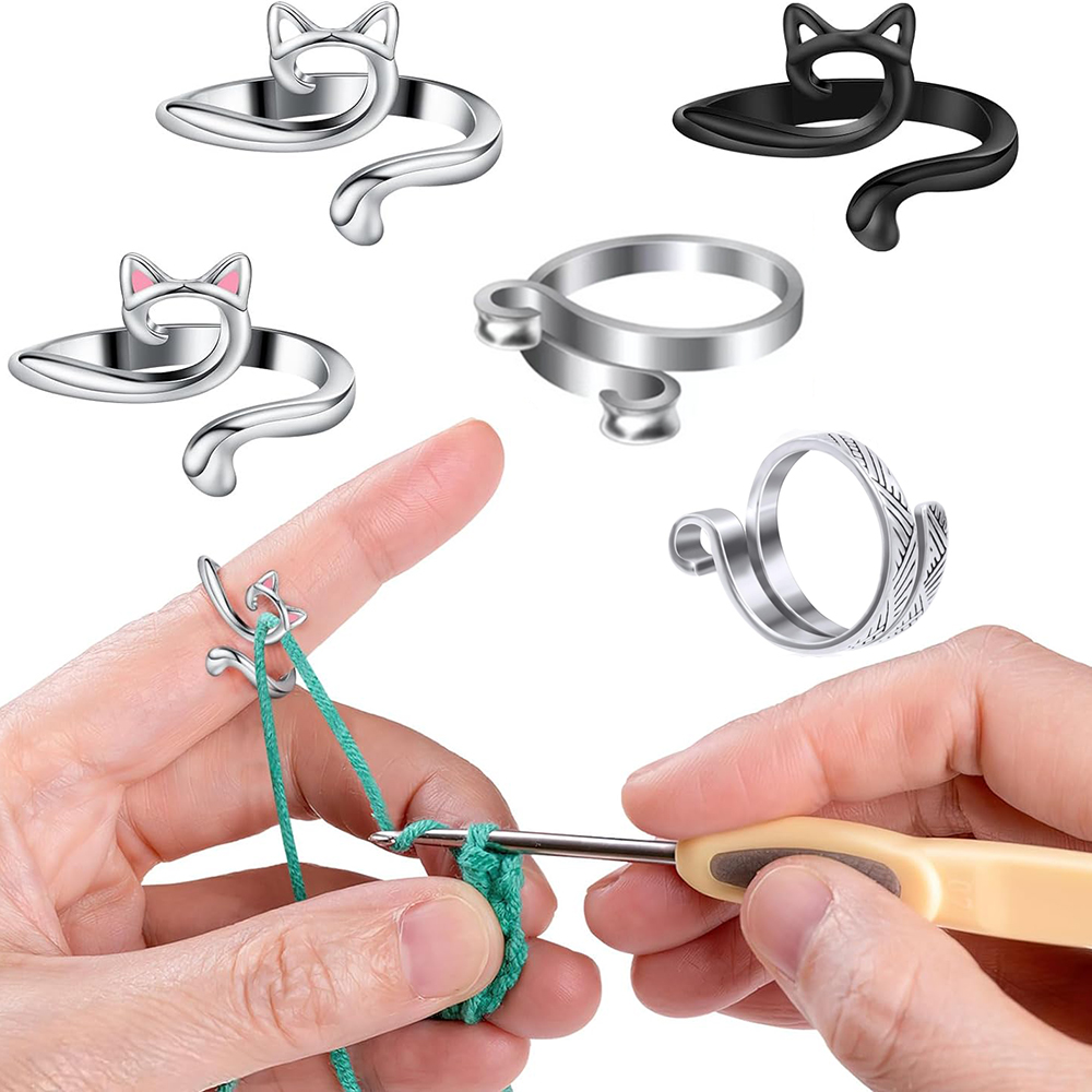 Stitch Marker Ring - 2pcs Adjustable Knitting Crochet Loop Ring