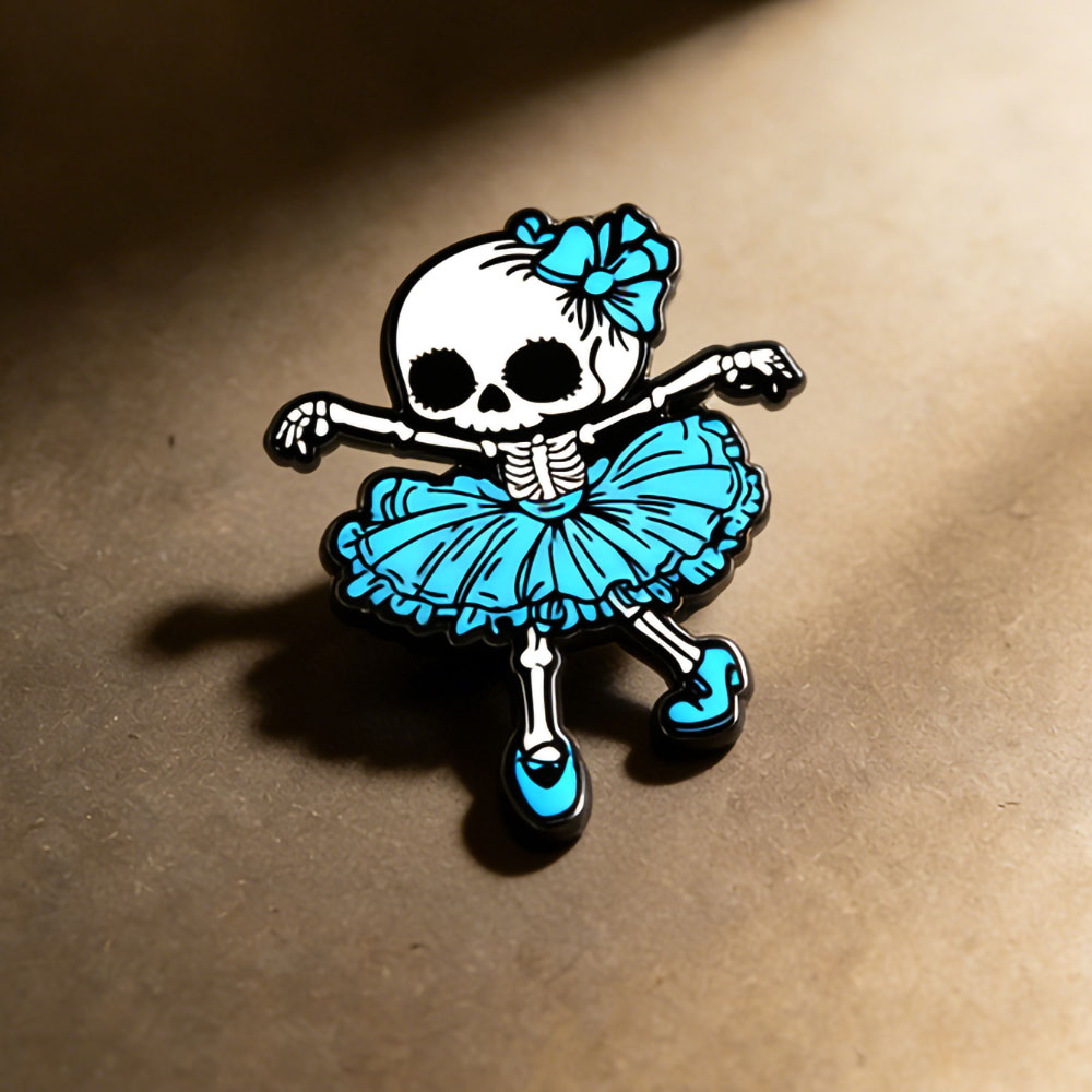 Embroidery Gothic - Cute Gothic Blue Skeleton Ballerina Enamel