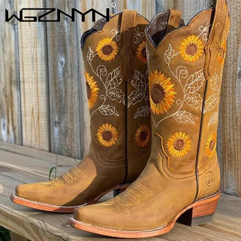 Embroidery Design - Designer Women Coffee Brown Embroidery Boots