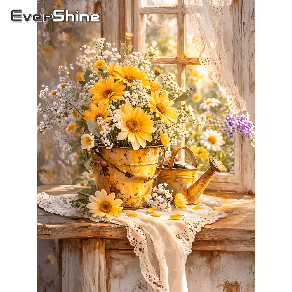 Embroidery Daisy Flower - Evershine Diamond Embroidery Sunflower Full Square