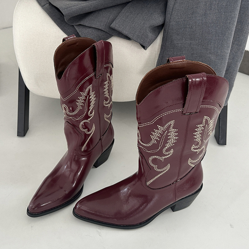 Embroidery Design - Liyke Designer Wine Red Leather Western