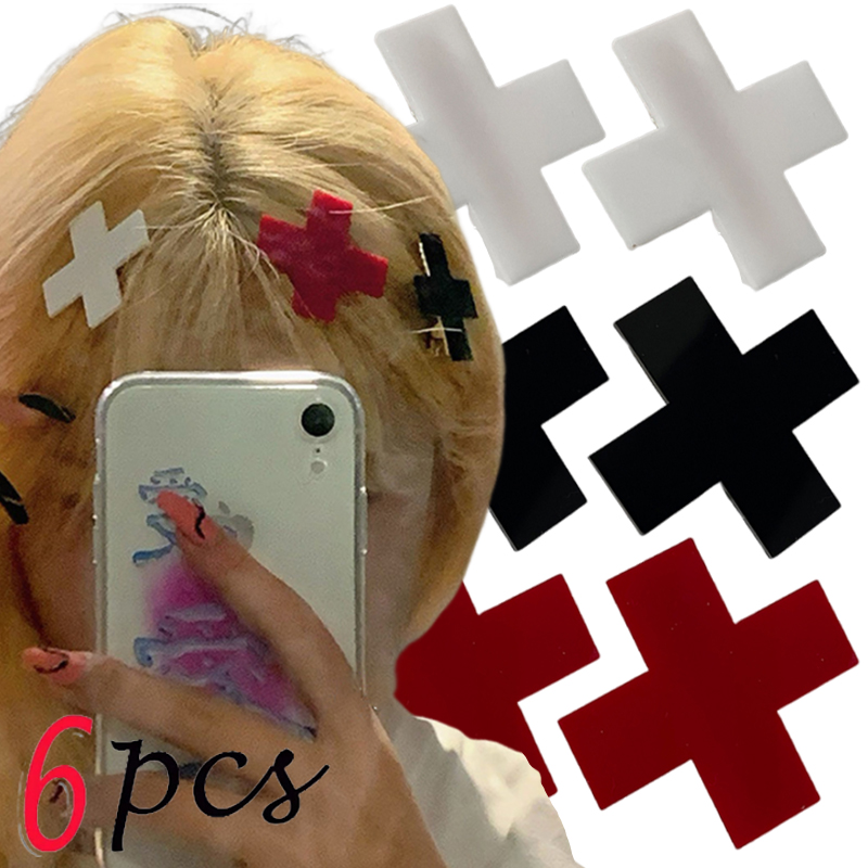 Embroidery Gothic - Y2K Red Cross Hair Clip Punk