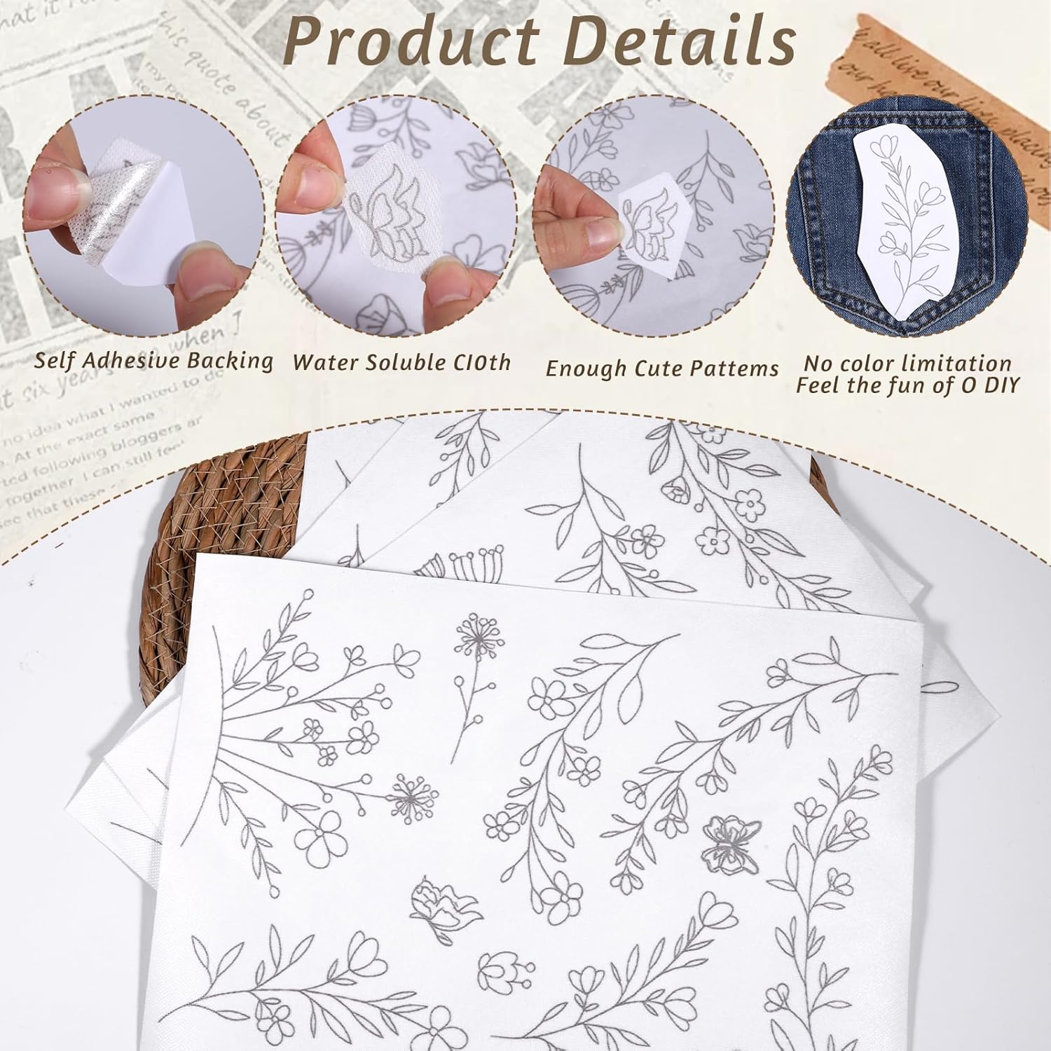 Stick & Stitch Water Soluble E - đánh giá và giá Embroidery Daisy