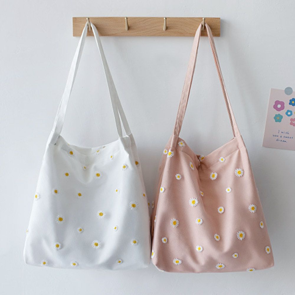 Women Canvas Bags Girls Shoppi - đánh giá và giá Embroidery Daisy Flower