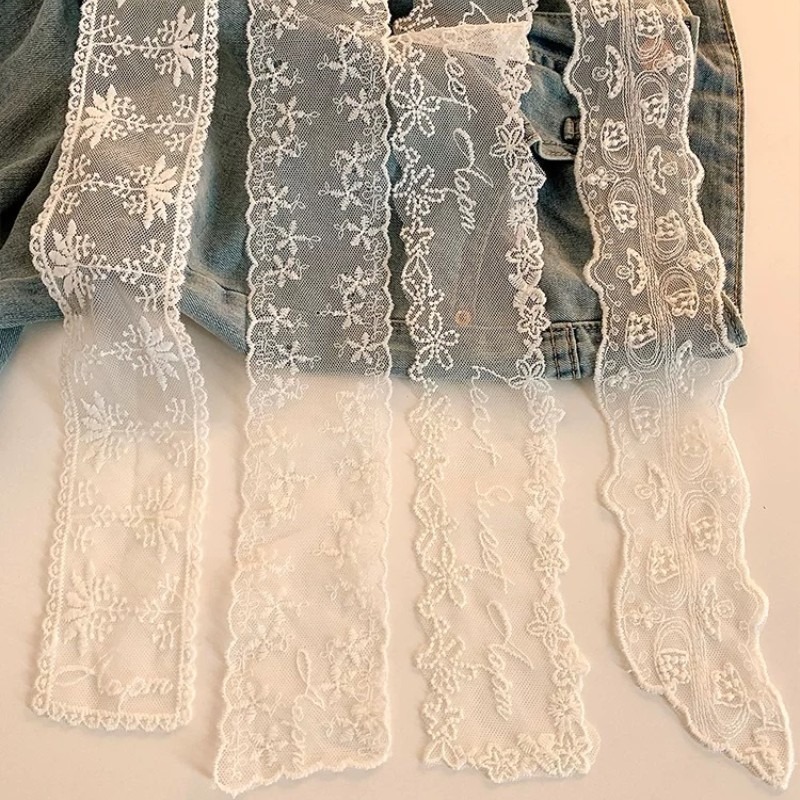 New Black White Long Lace Flow - đánh giá và giá Embroidery Ribbon