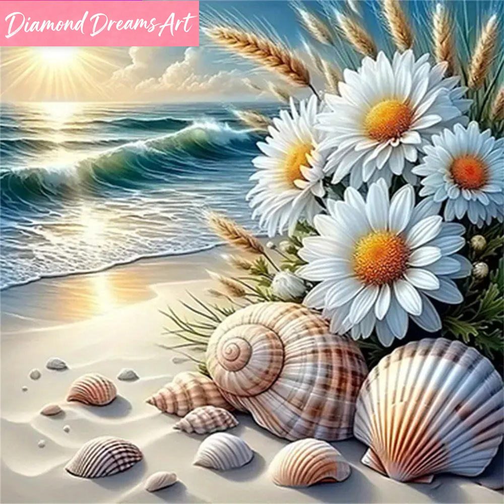 Diamond Painting Seaside Lands - đánh giá và giá Embroidery Daisy Flower