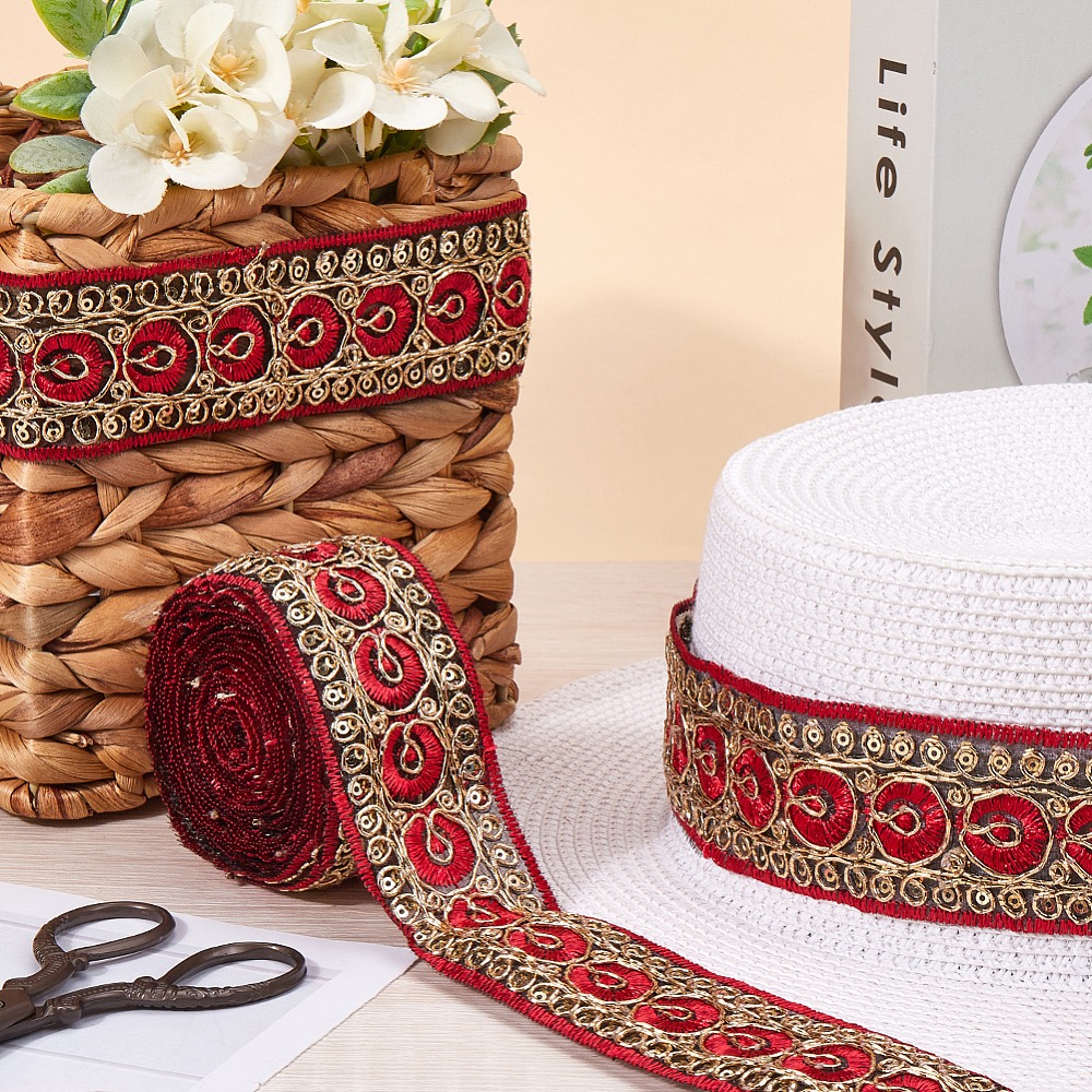 10 Yards 1.77 Inch Red Embroid - đánh giá và giá Embroidery Ribbon