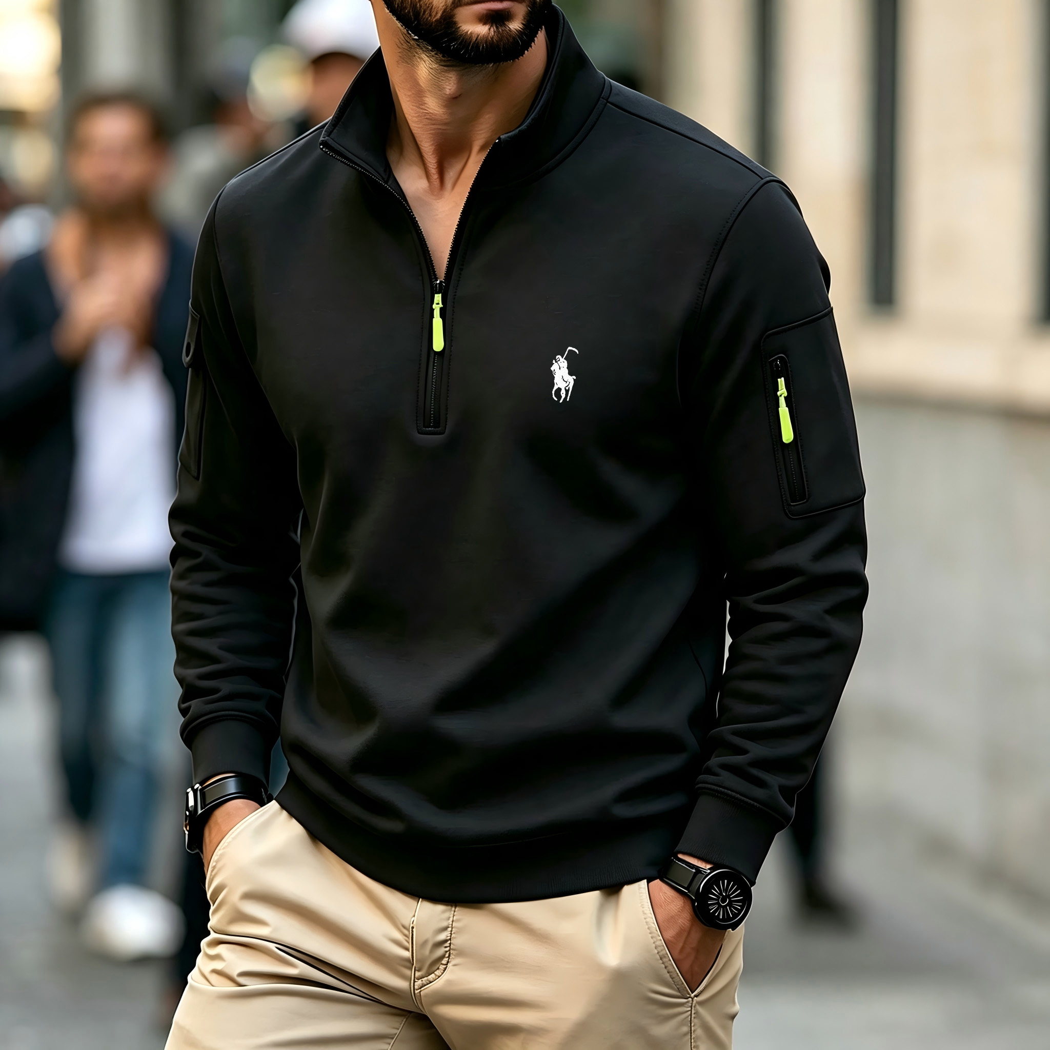 Men's Contrasting Half-Zip Sta - đánh giá và giá Embroidery Design