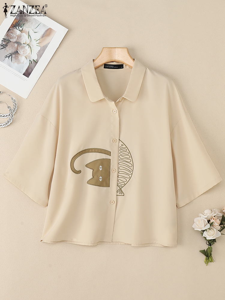 ZANZEA Women's Casual Collared - đánh giá và giá Embroidery Cat