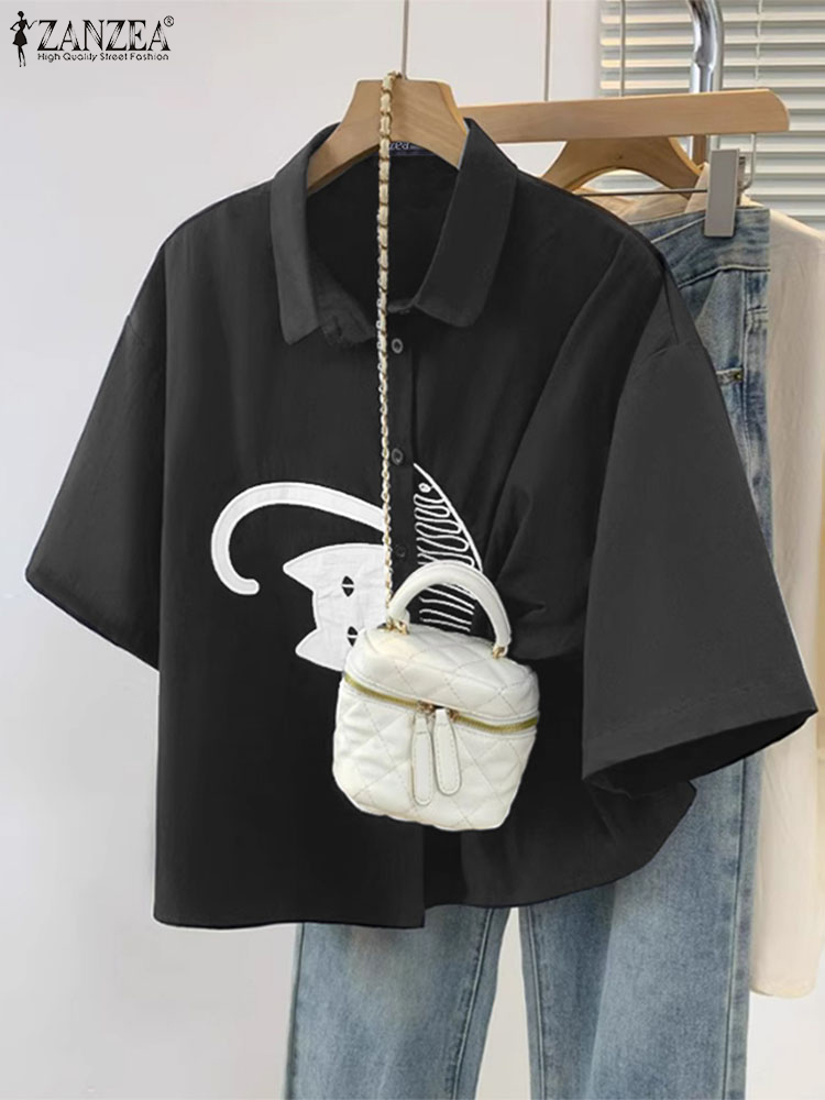 ZANZEA Women's Casual Collared - đánh giá và giá Embroidery Cat
