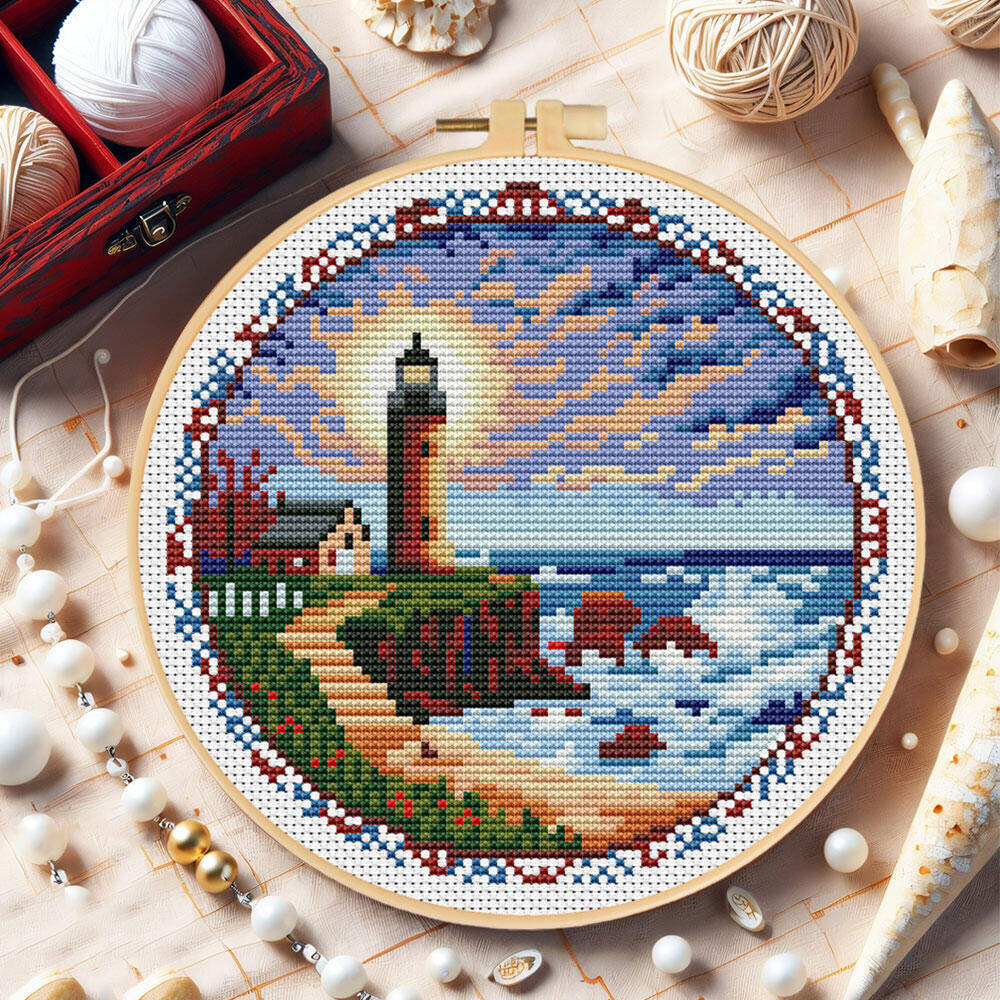 Cross Stitch Lighthouse With H - đánh giá và giá Stitch Marker Ring