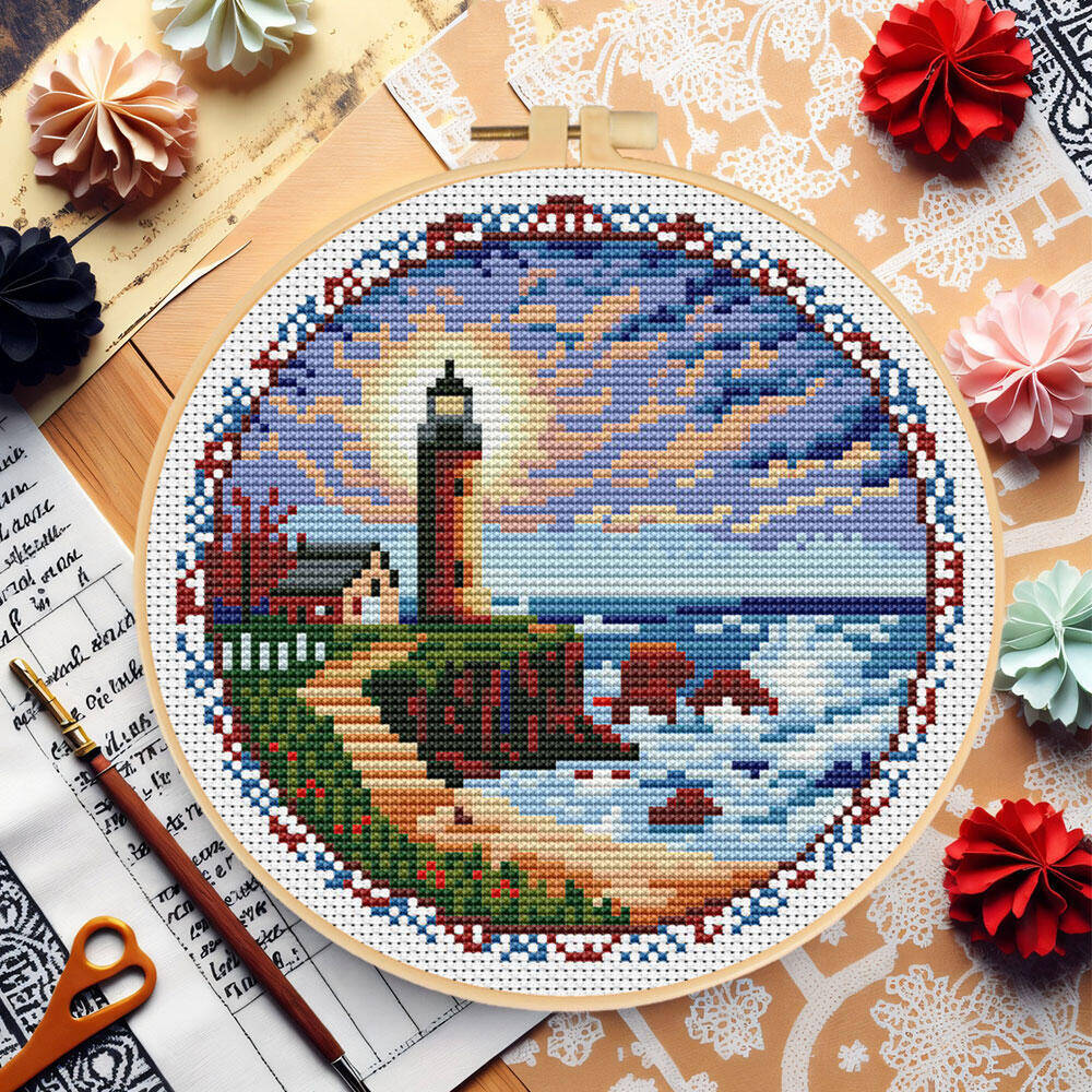 Cross Stitch Lighthouse With H - đánh giá và giá Stitch Marker Ring