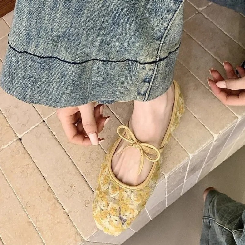 Gentle New Chinese Rose Mesh M - đánh giá và giá Embroidery Flat Shoes