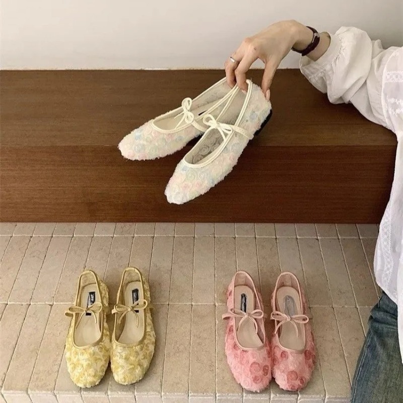 Gentle New Chinese Rose Mesh M - đánh giá và giá Embroidery Flat Shoes
