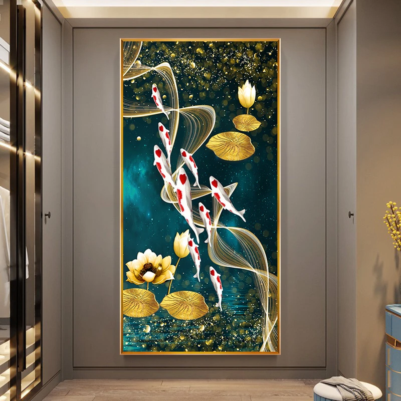 Nine Fish Golden Lotus 5D Diam - đánh giá và giá Embroidery Fish