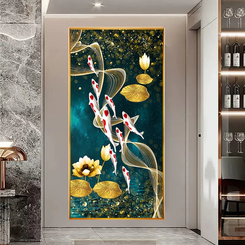 Nine Fish Golden Lotus 5D Diam - đánh giá và giá Embroidery Fish