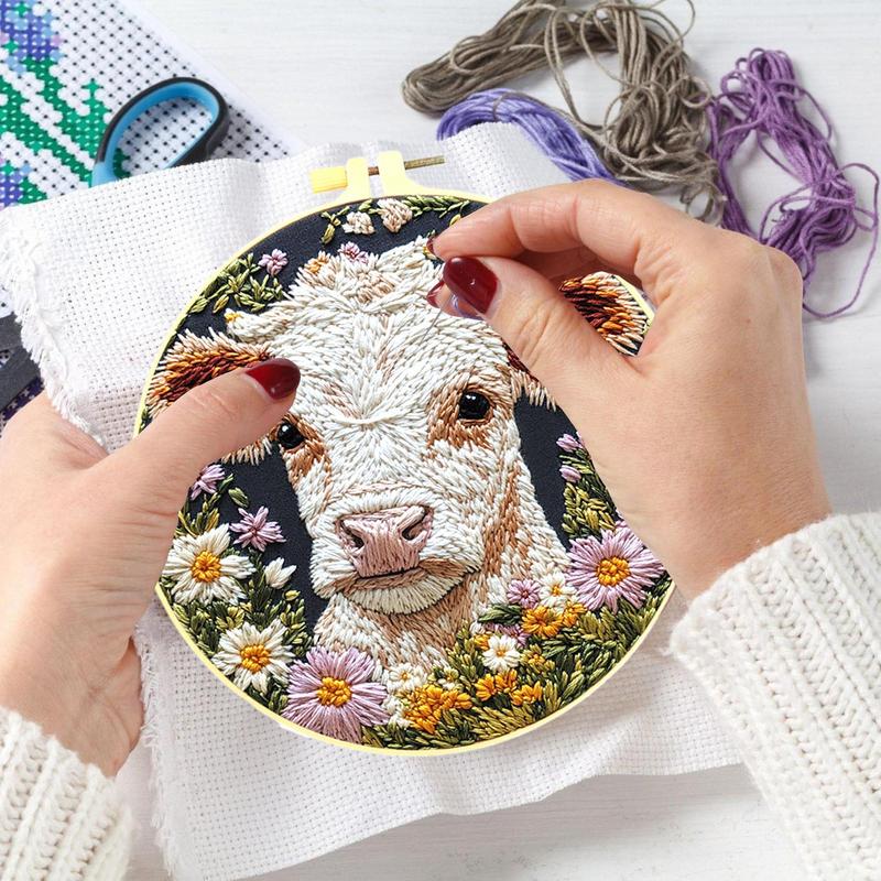 Embroidery Kits For Adults Cow - đánh giá và giá Embroidery Daisy Flower