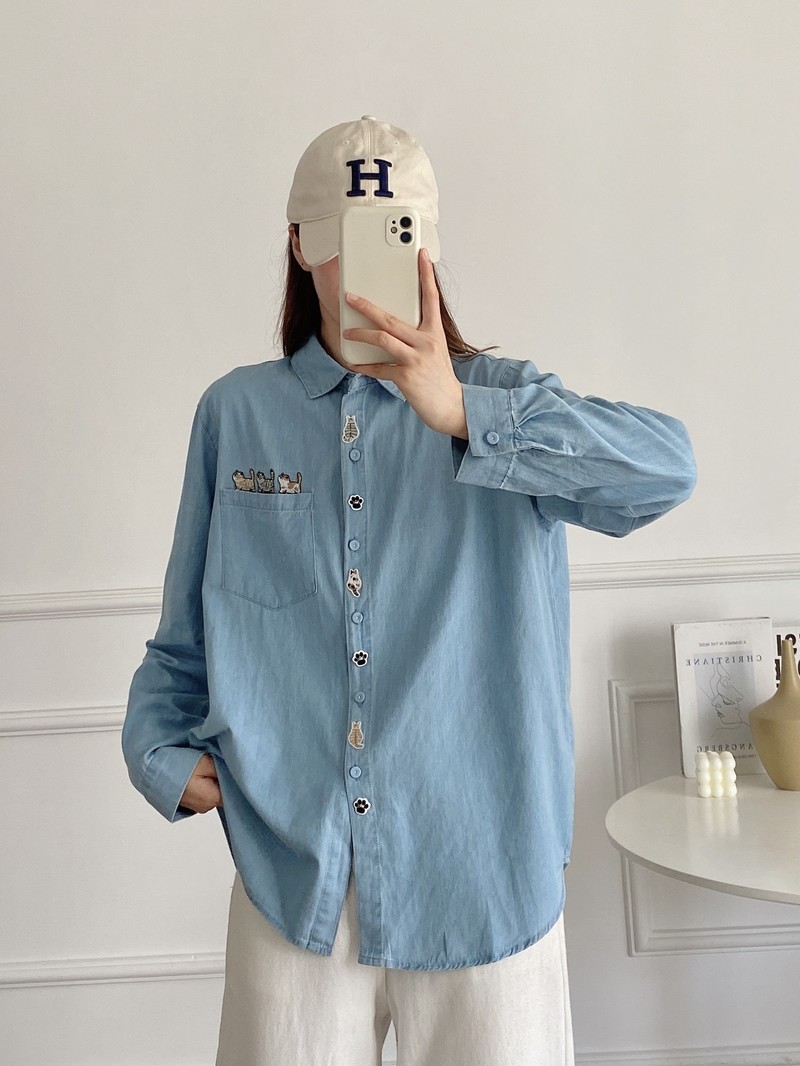 New 2026 Spring Women Long Sle - đánh giá và giá Embroidery Cat