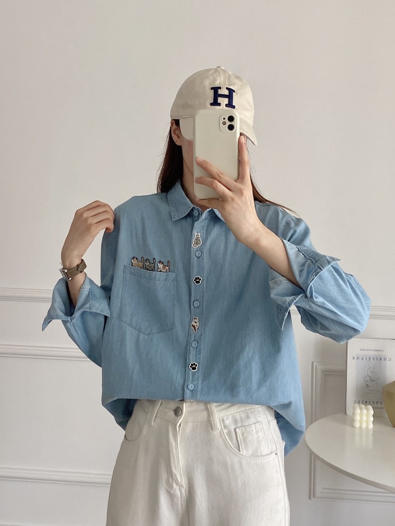 New 2026 Spring Women Long Sle - đánh giá và giá Embroidery Cat