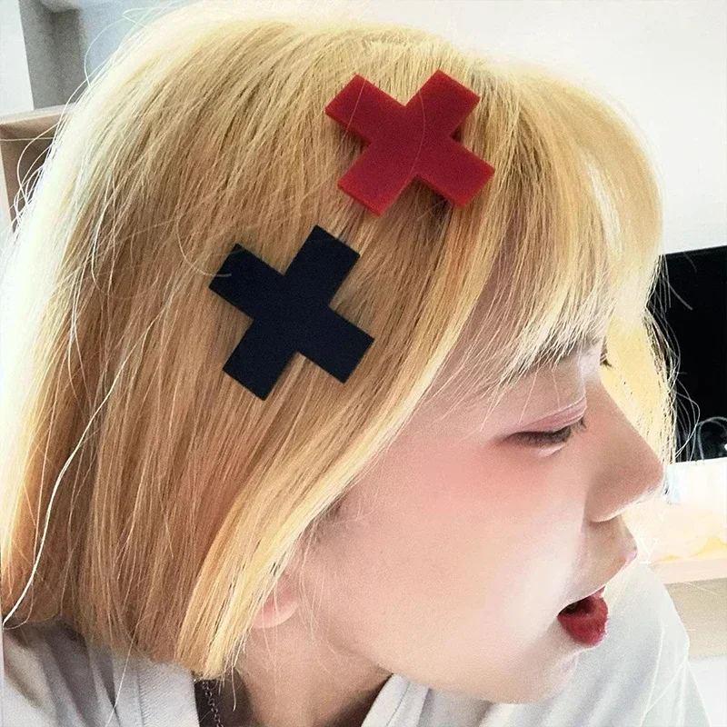Y2K Red Cross Hair Clip Punk G - đánh giá và giá Embroidery Gothic